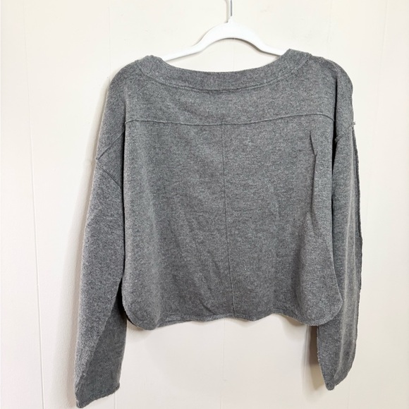 Free People grey Jamie sweater scoop neck cropped balloon sleeve oversized XS - Picture 10 of 10